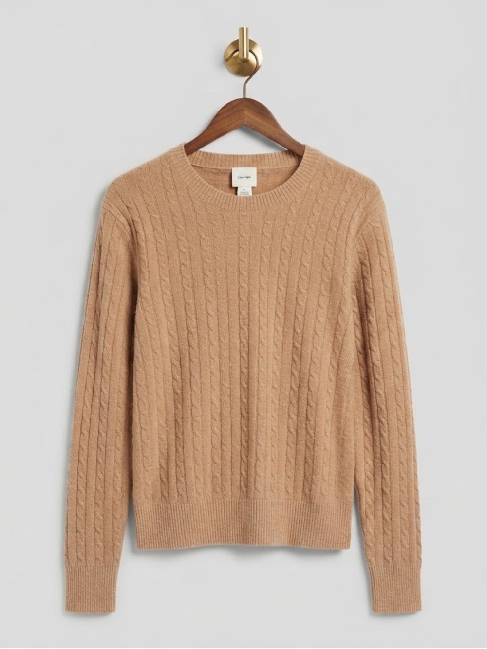Calvin Klein - Cable-Knit Crewneck Sweater - Camel